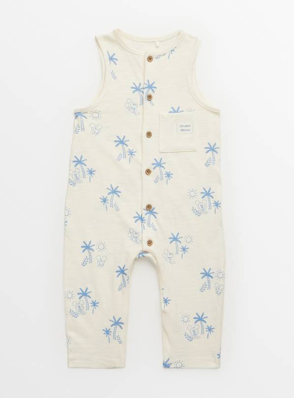 Buy Disney Mickey Mouse Cream & Blue Romper 3-6 months | All-in-ones ...