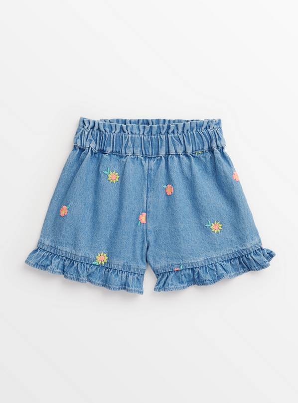 Blue Denim Embroidered Shorts 4-5 years
