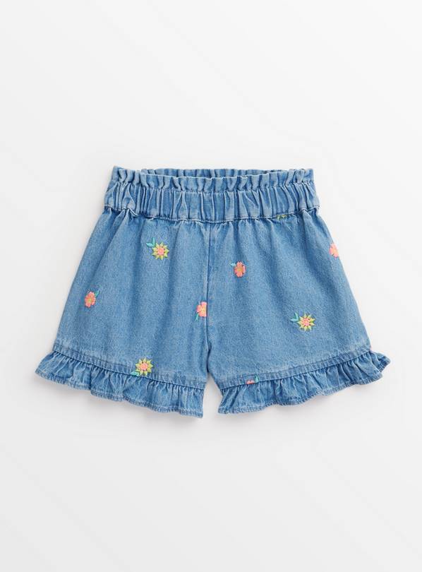 Blue Denim Embroidered Shorts 1-2 years
