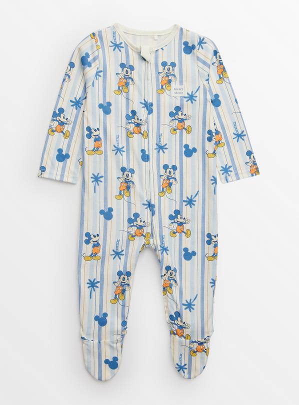 Disney Mickey Mouse Blue Stripe Sleepsuit  3-6 months