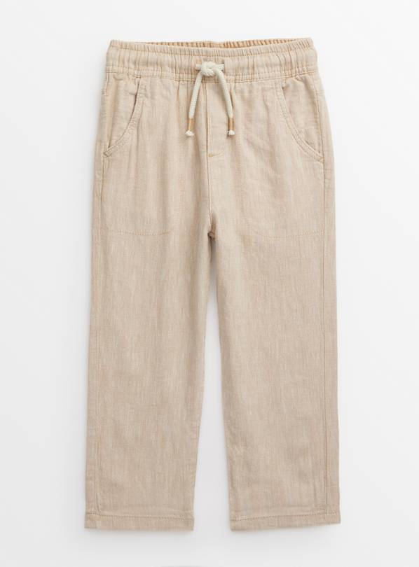 Stone Linen Blend Trousers 1-2 years