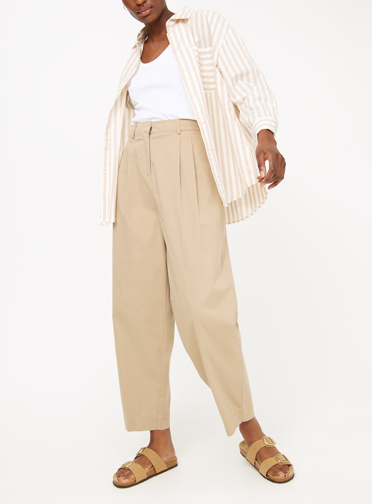 Stone Barrel Leg Chino Trousers  14L - Image 1 thumbnail