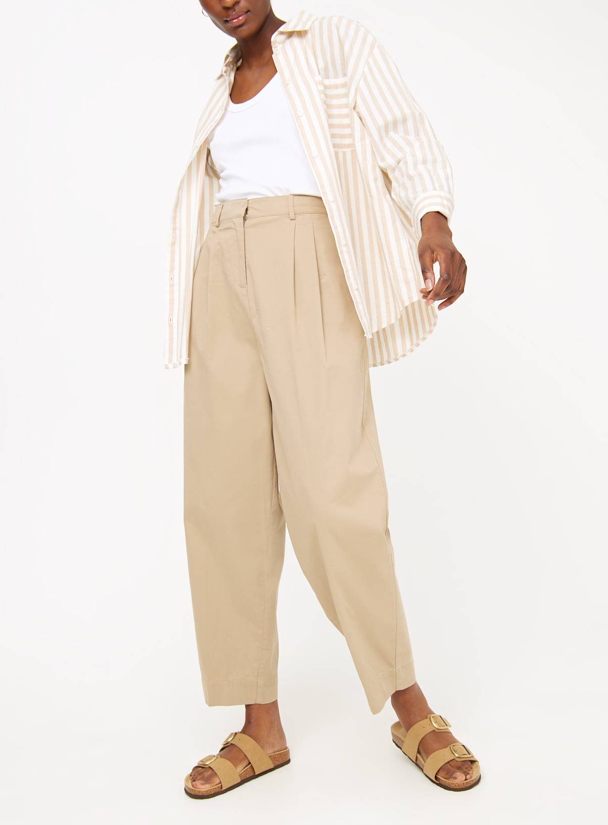 Stone Barrel Leg Chino Trousers  14L - Image 1
