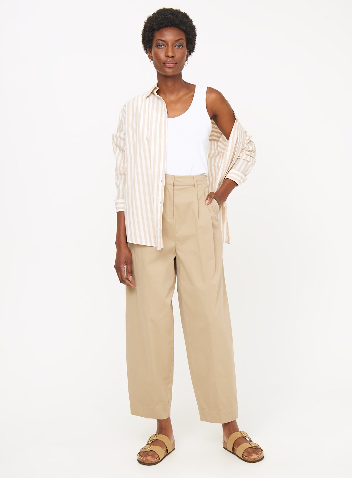 Stone Barrel Leg Chino Trousers  14L - Image 2 thumbnail