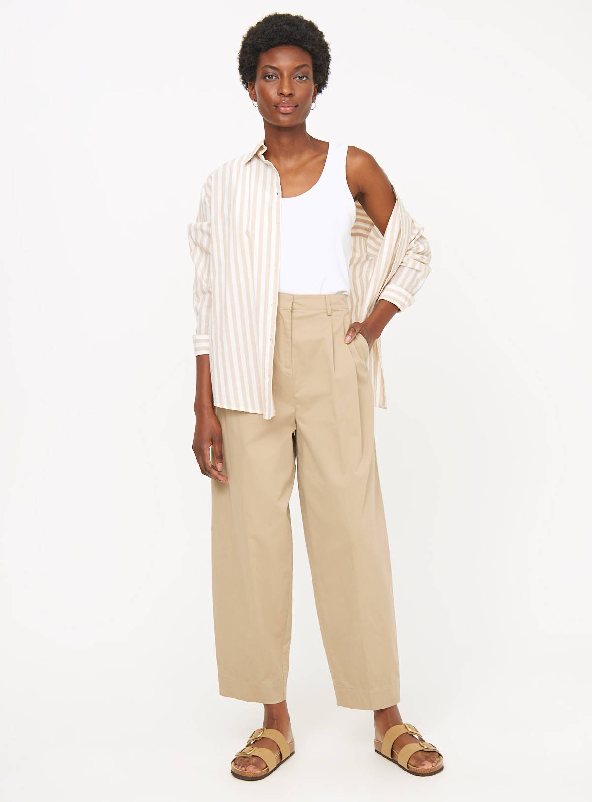 Stone Barrel Leg Chino Trousers  14L - Image 2