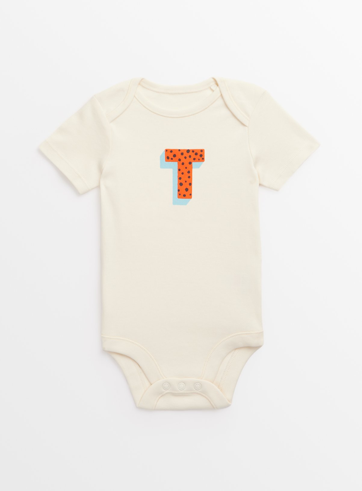 White White Cream 'T' Initial Short Sleeve Bodysuit (Up To 3 Mths) - Tu by Sainsbury's