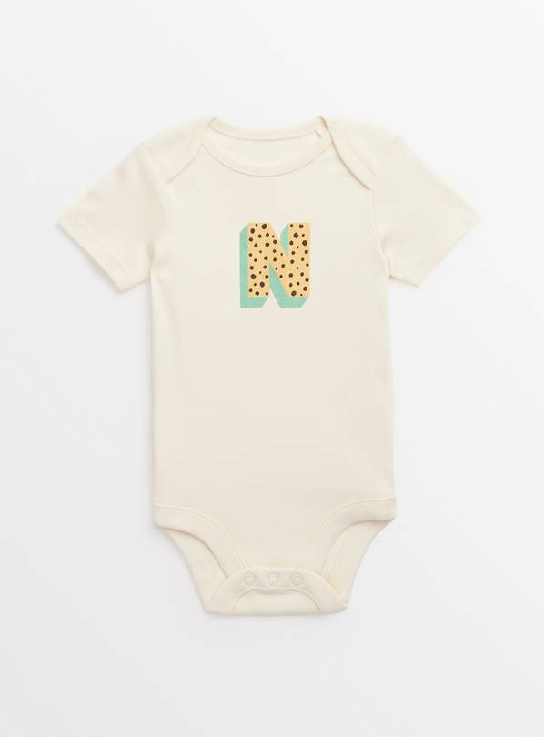 Cream 'N' Initial Short Sleeve Bodysuit Up to 3 mths