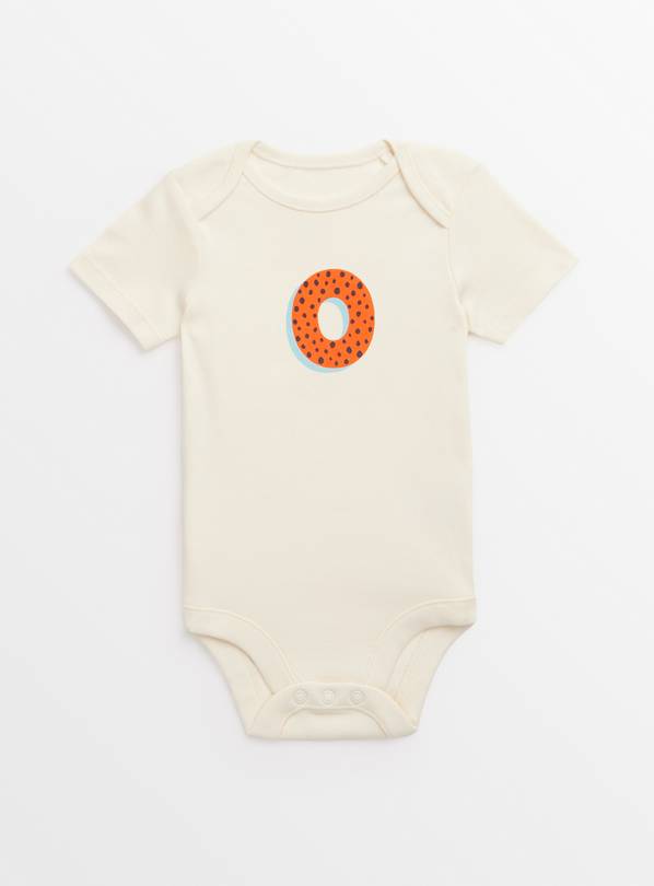 Cream 'O' Initial Short Sleeve Bodysuit  Up to 3 mths