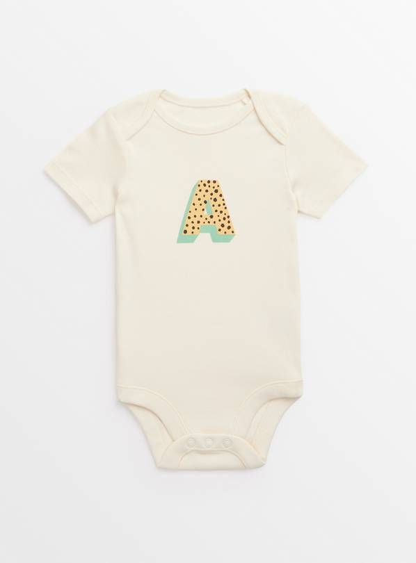 Cream 'A' Initial Short Sleeve Bodysuit 3-6 months