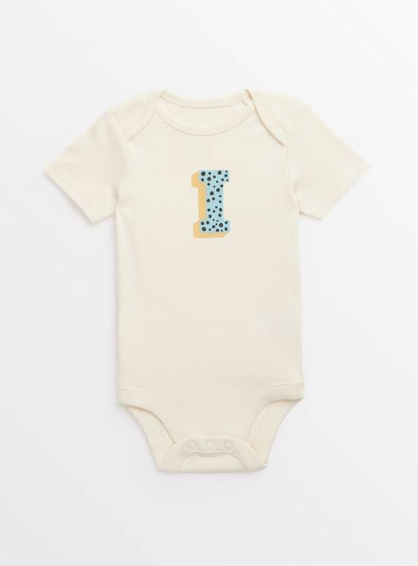 Cream Letter 'I' Cotton Bodysuit 9-12 months