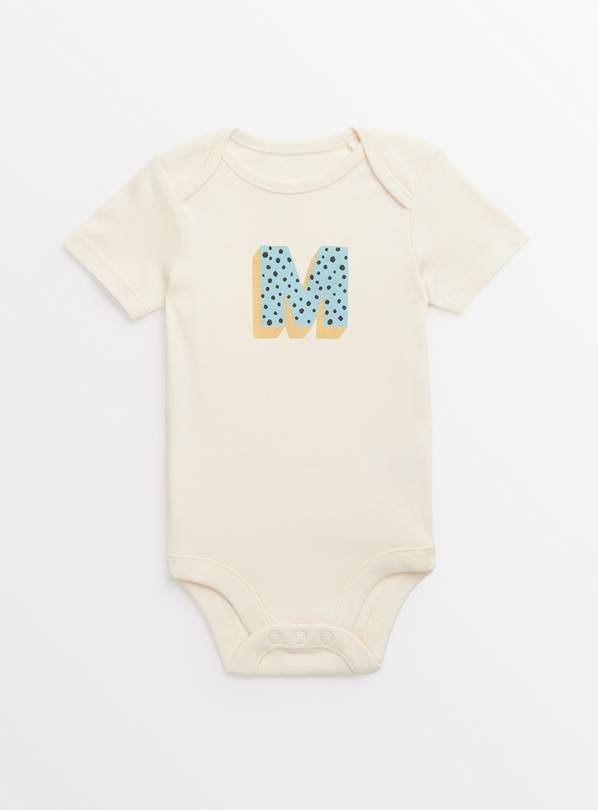 Cream Letter 'M' Organic Cotton Bodysuit Up to 3 mths