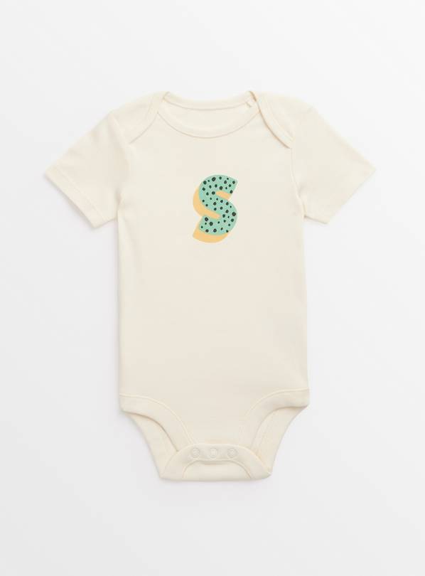 Cream 'S' Short Sleeve Bodysuit  9-12 months