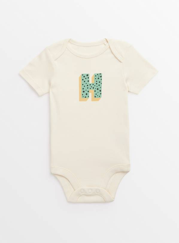 Cream Letter 'H' Organic Cotton Bodysuit Newborn