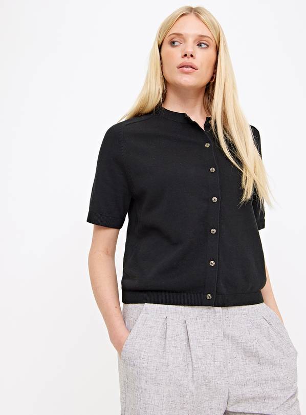 Black Button-Through Short Sleeve Cardigan 24