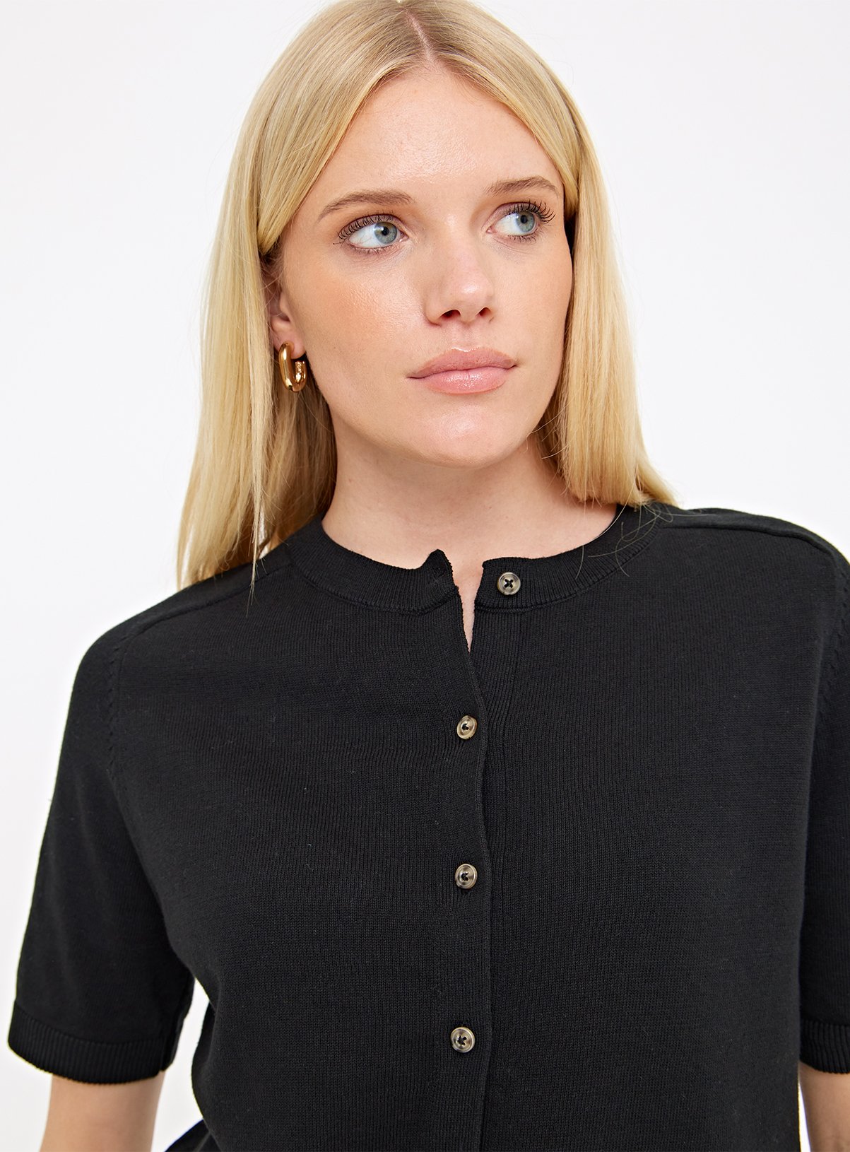 Black Button-Through Short Sleeve Cardigan 22 - Image 3 thumbnail