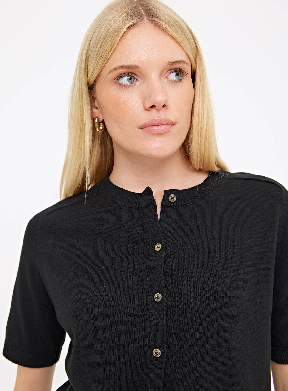 Black Button-Through Short Sleeve Cardigan 22 - Image 3