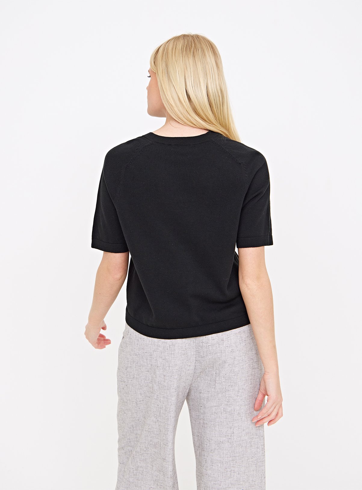Black Button-Through Short Sleeve Cardigan 22 - Image 4 thumbnail