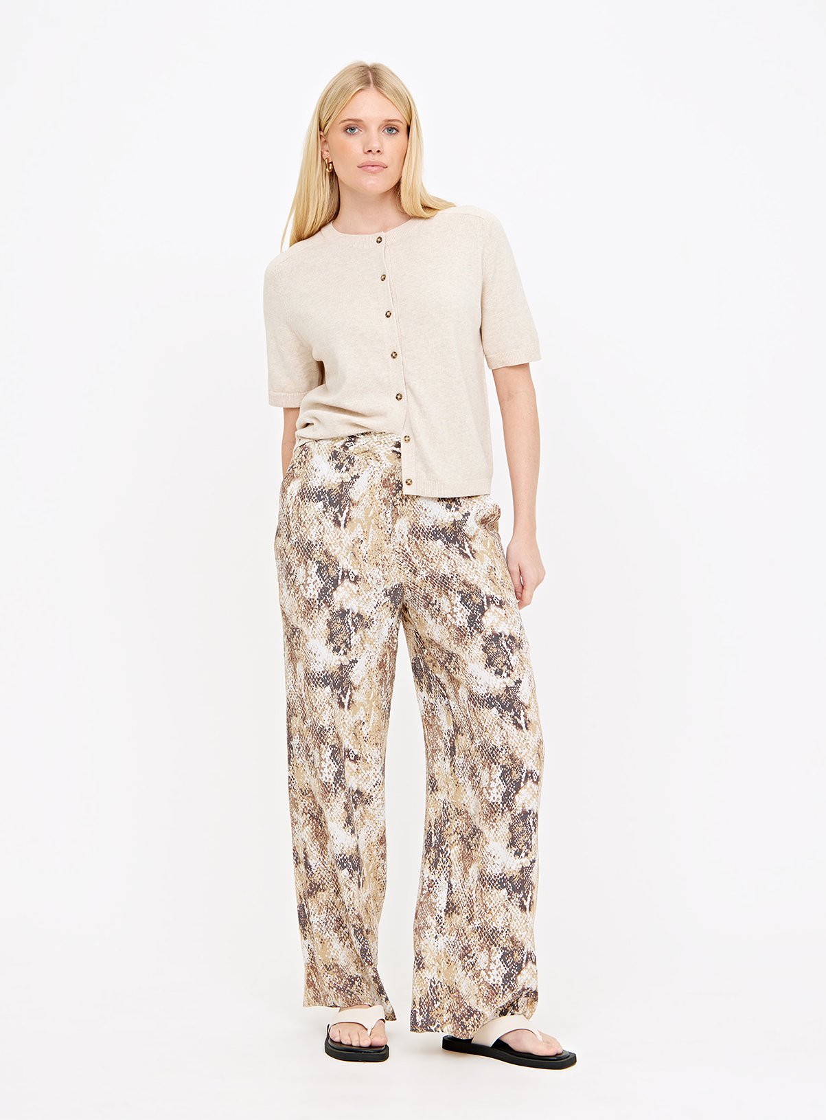 Oatmeal Button-Through Short Sleeve Cardigan  22 - Image 2 thumbnail