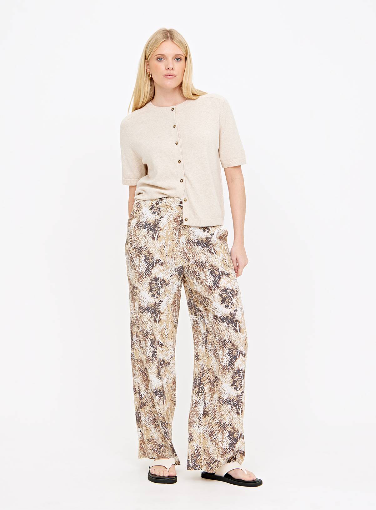 Oatmeal Button-Through Short Sleeve Cardigan  22 - Image 2