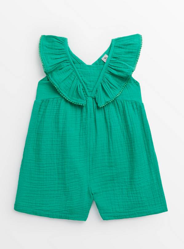 Green Woven Frill Sleeve Playsuit 1-2 years