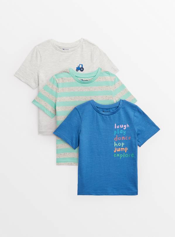 Blue & Grey Stripe T-Shirts 3 Pack  1-2 years