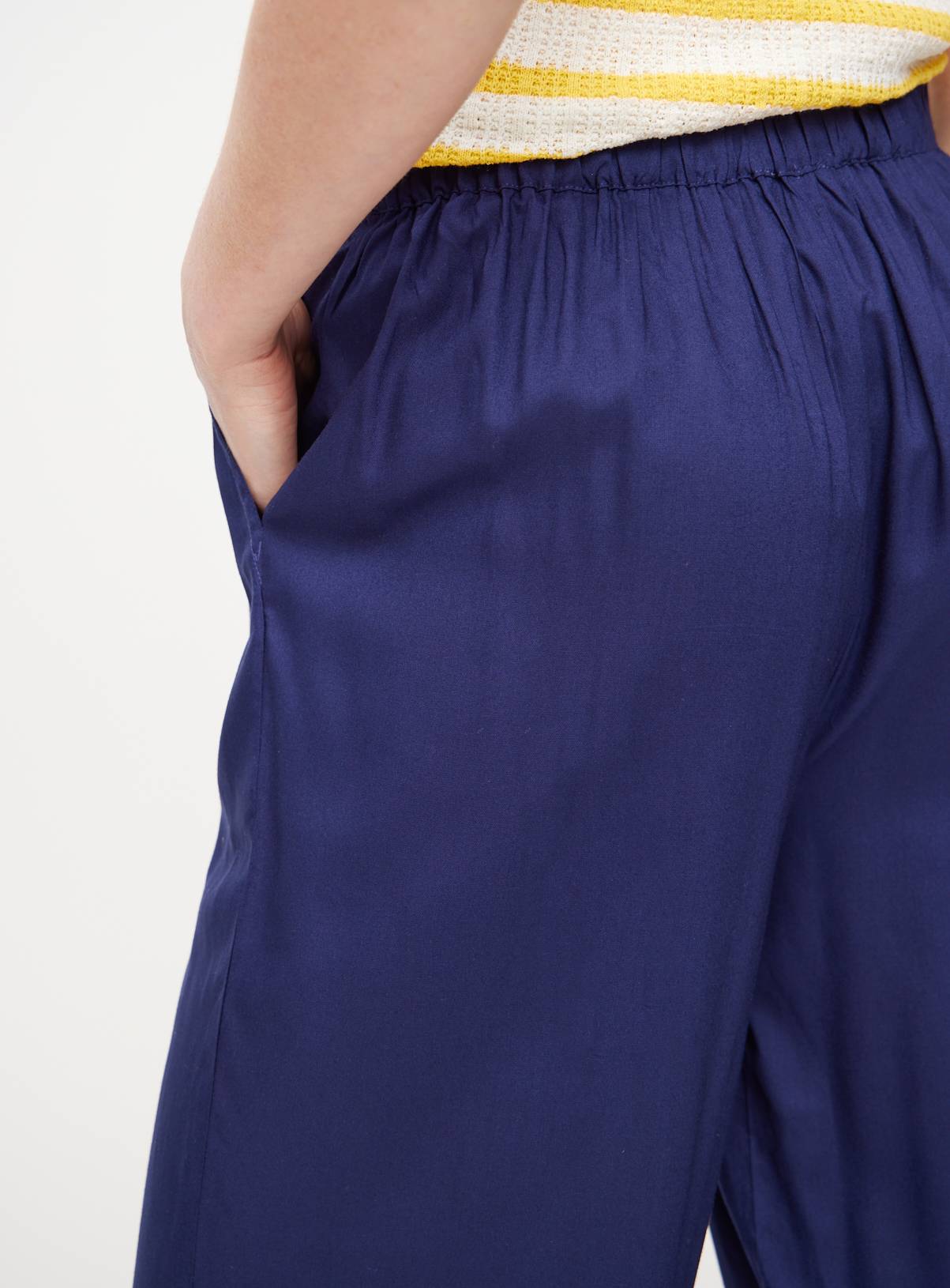 Navy Woven Cropped Trousers  12 - Image 3