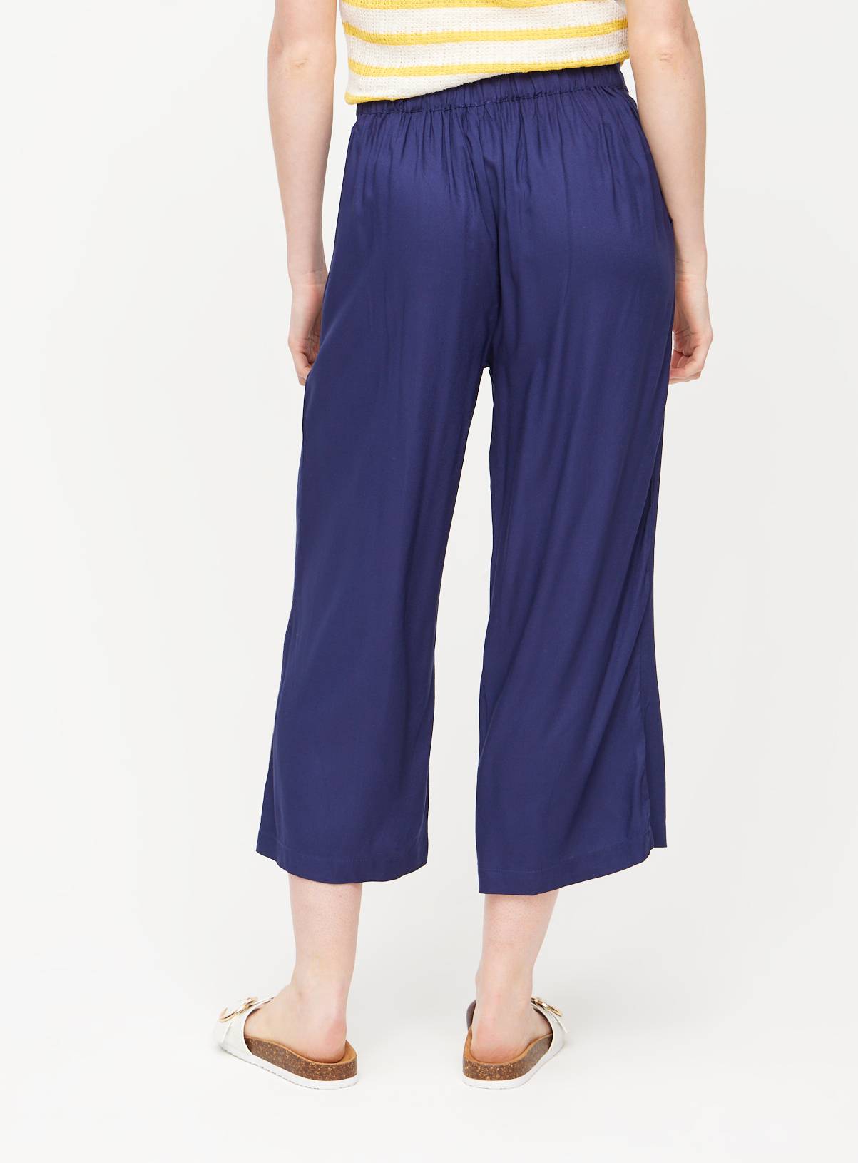 Navy Woven Cropped Trousers  12 - Image 4