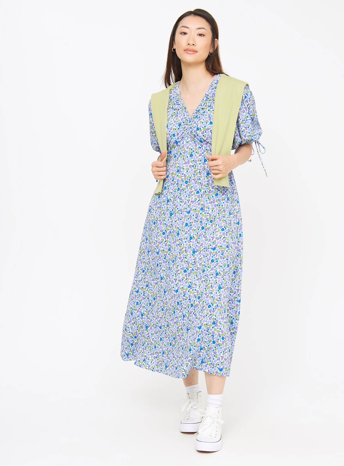 Blue Floral Ditsy Print Midaxi Tea Dress 16 - Image 2