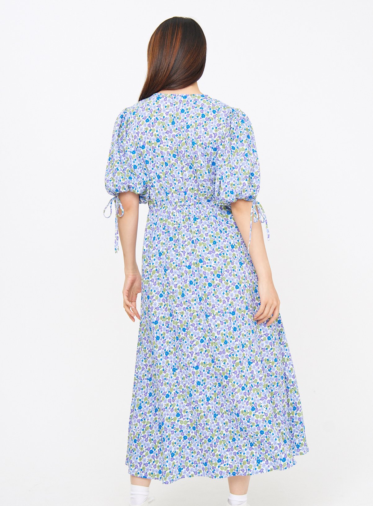 Blue Floral Ditsy Print Midaxi Tea Dress 16 - Image 4 thumbnail