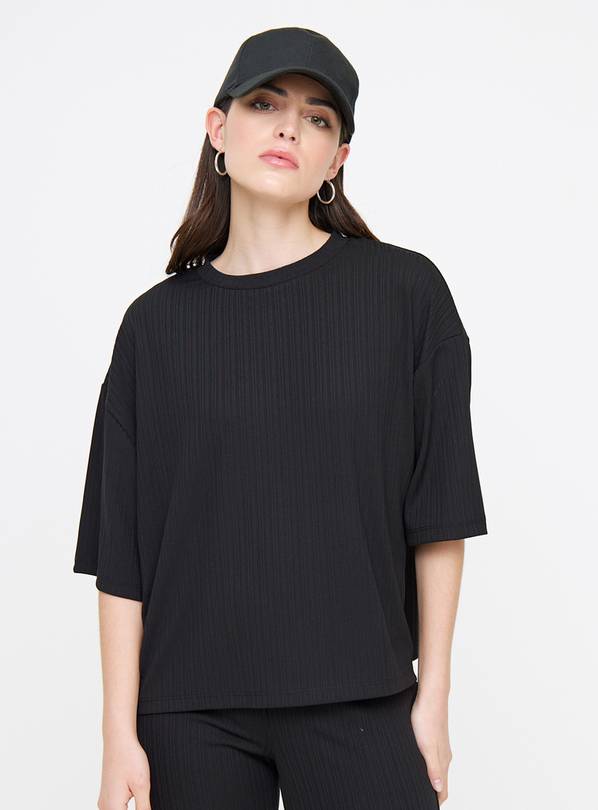 Black Plisse Boxy Coord T-Shirt 24