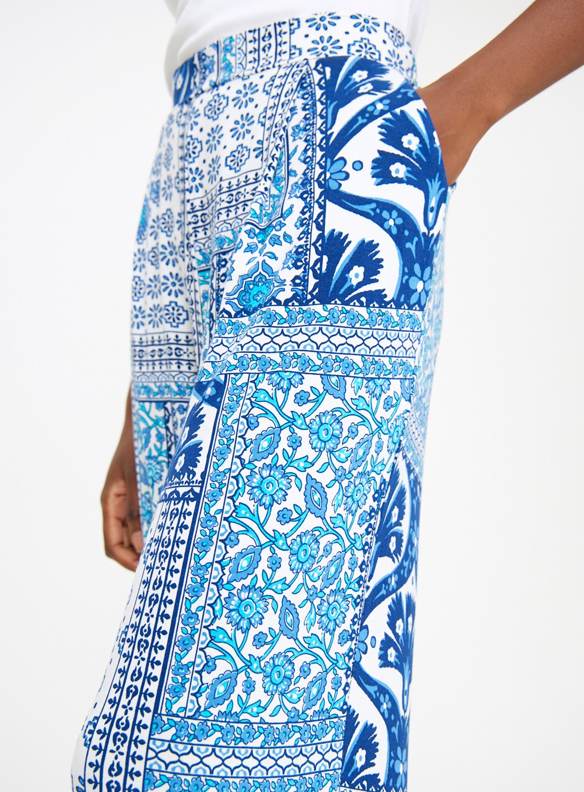 Blue Tile Printed Wide Leg Cropped Trousers 18 - Image 2 thumbnail