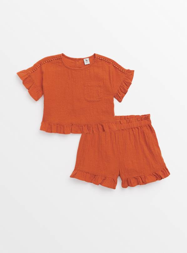 Red Woven Top & Shorts Set 2-3 years