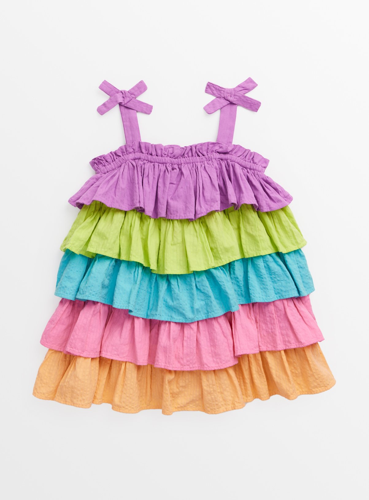 Tu Bright Rainbow Tiered Strappy Dress 1-2 years Multi Coloured Years female