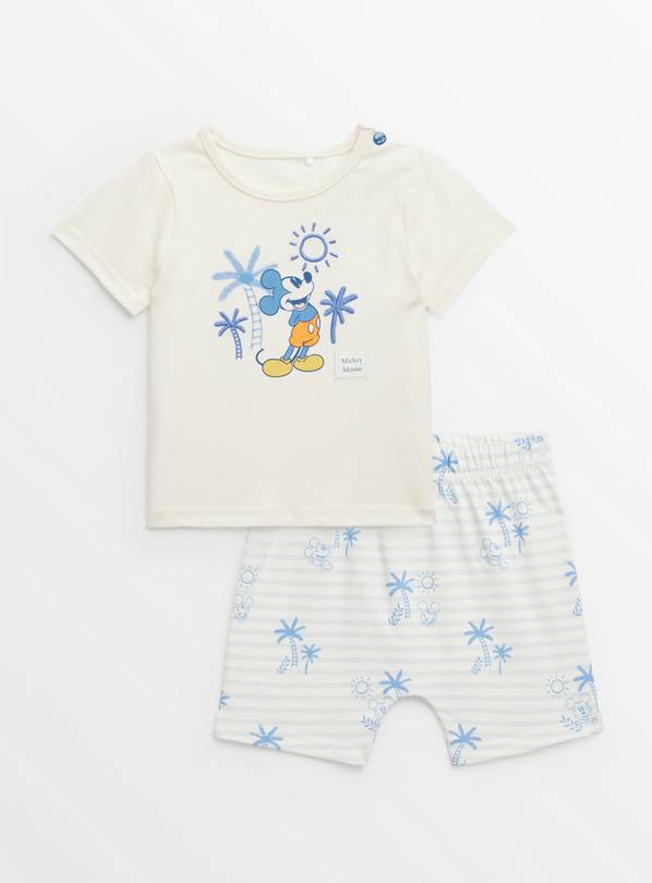 Disney Mickey Mouse Cream Printed Pyjamas  Newborn