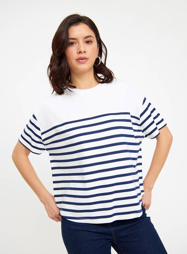 Navy & White Stripe Ponte Top 10