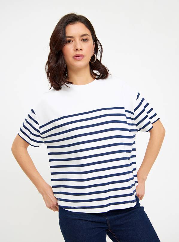 Navy & White Stripe Ponte Top 22