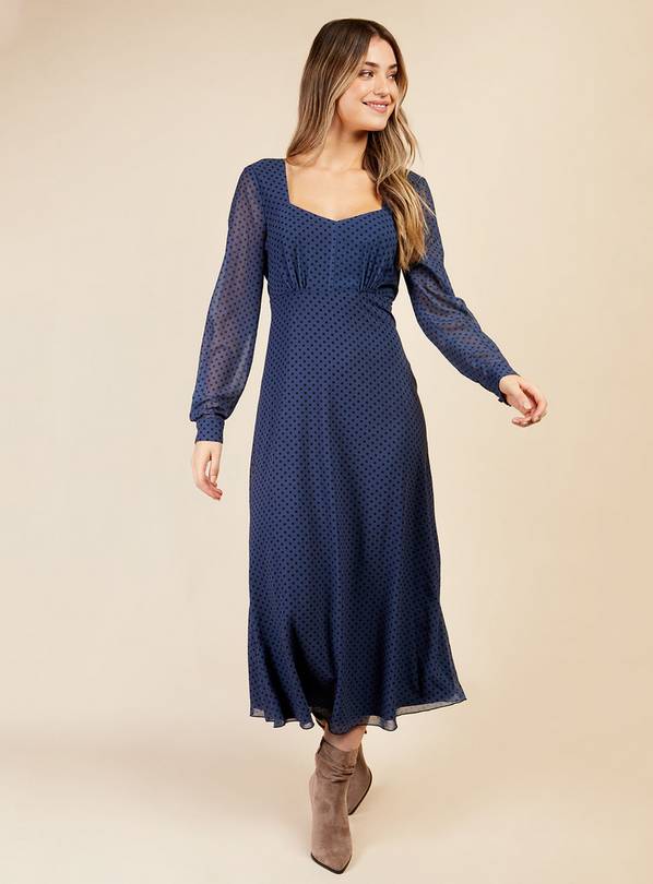 VOGUE WILLIAMS Blue Spot Midaxi Dress 18