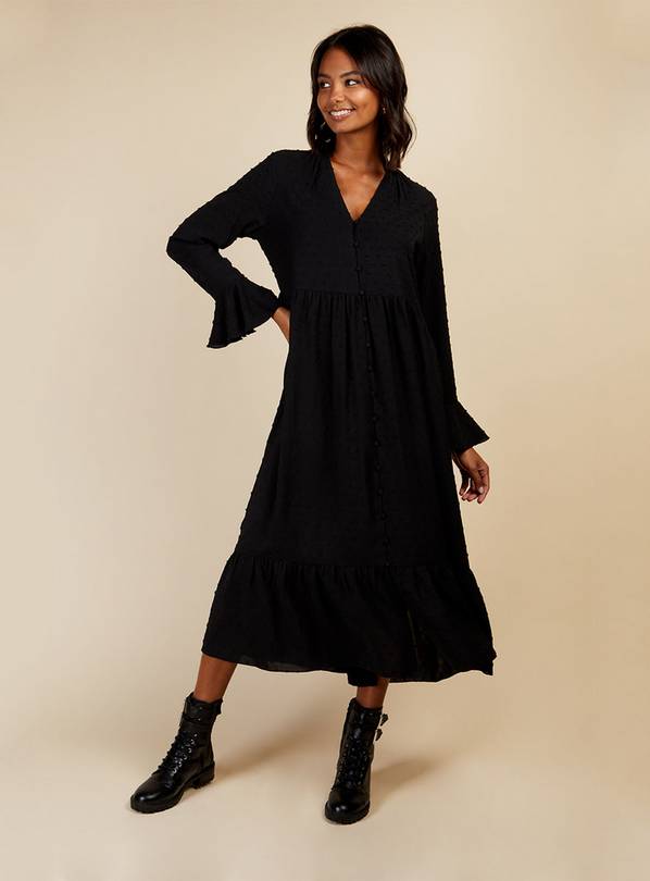 VOGUE WILLIAMS Black Texture Midaxi Dress 12