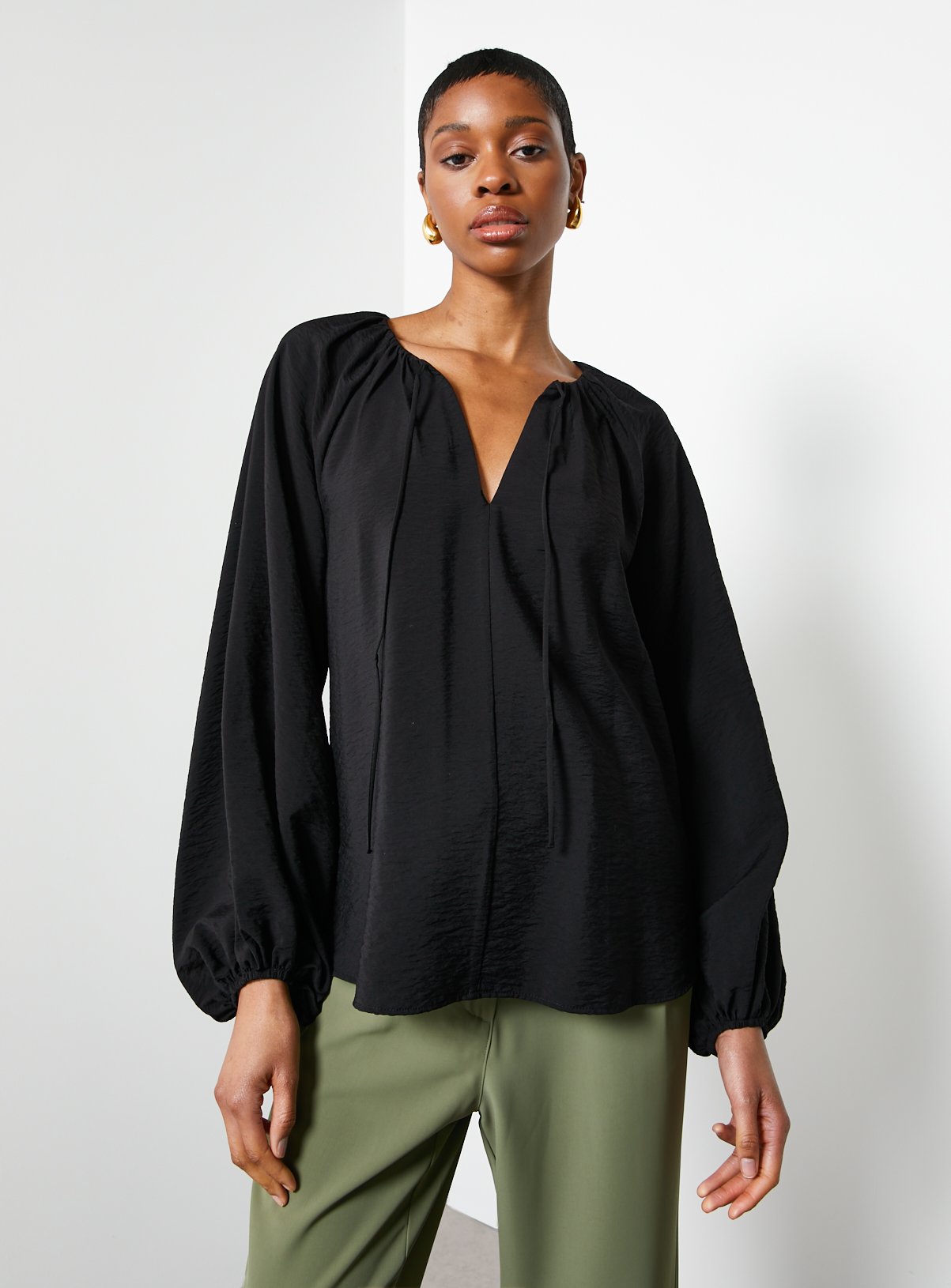 For All the Love Tie Neck Volume Blouse 10 - Image 1 thumbnail