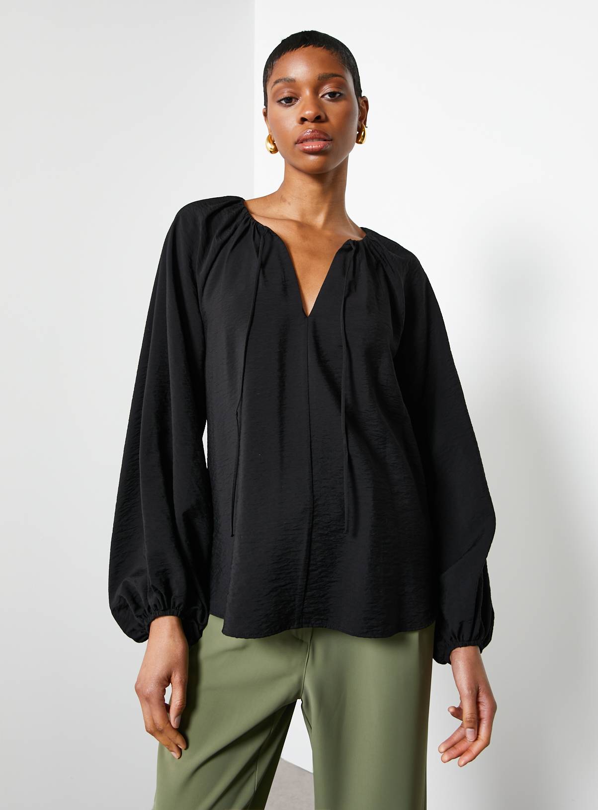 For All the Love Tie Neck Volume Blouse 10 - Image 1