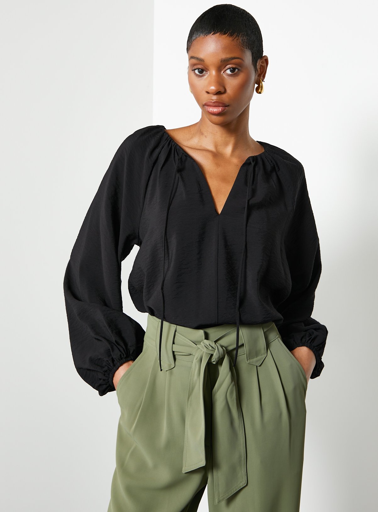 For All the Love Tie Neck Volume Blouse 10 - Image 3 thumbnail