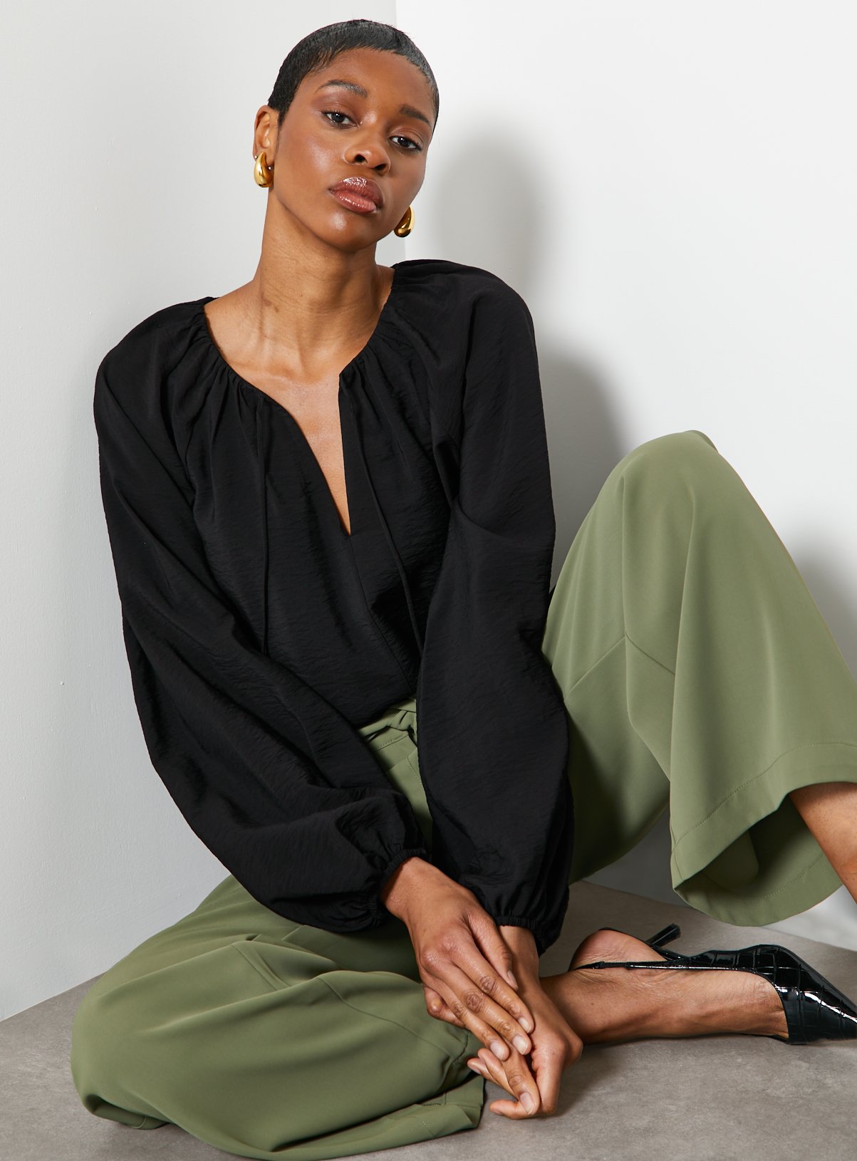 For All the Love Tie Neck Volume Blouse 10 - Image 5 thumbnail