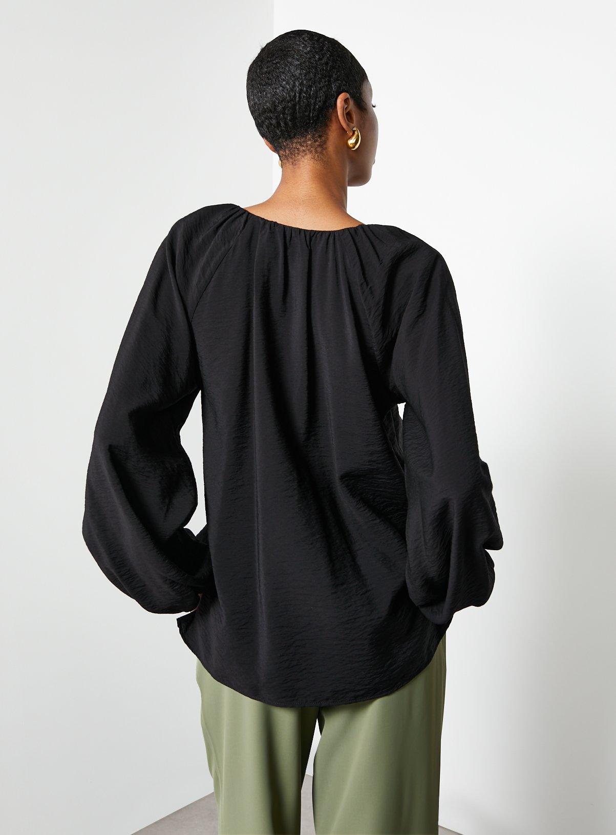 For All the Love Tie Neck Volume Blouse 10 - Image 6 thumbnail