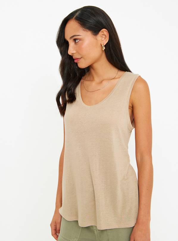 Stone Linen Blend Relaxed Fit Vest Top 16