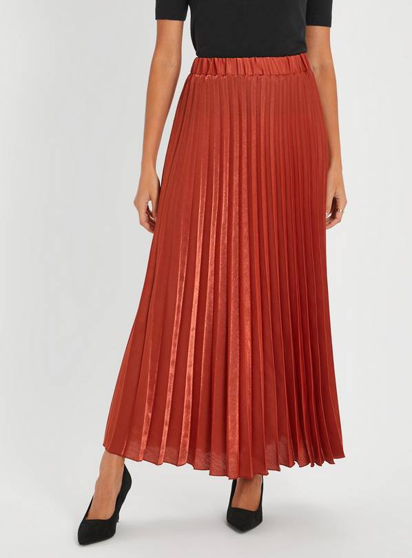 Pleated satin clearance maxi skirt