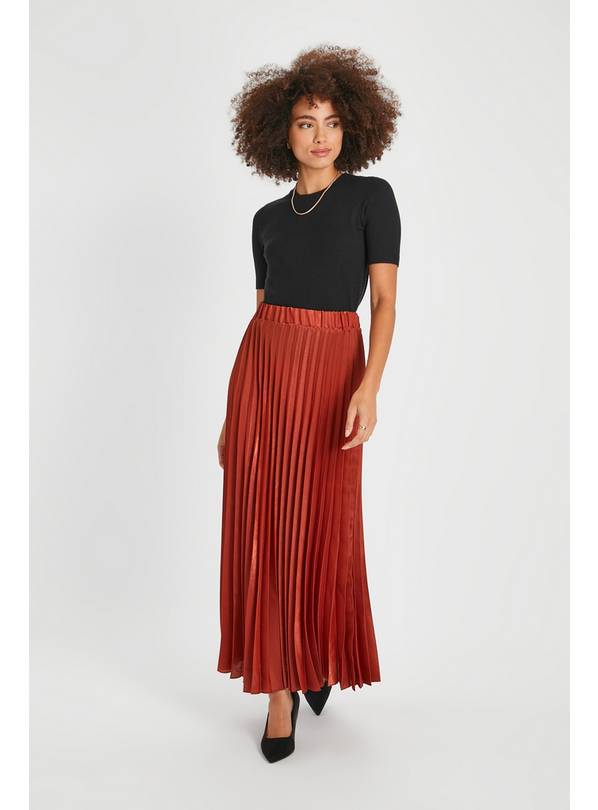 Rust pleated maxi on sale skirt