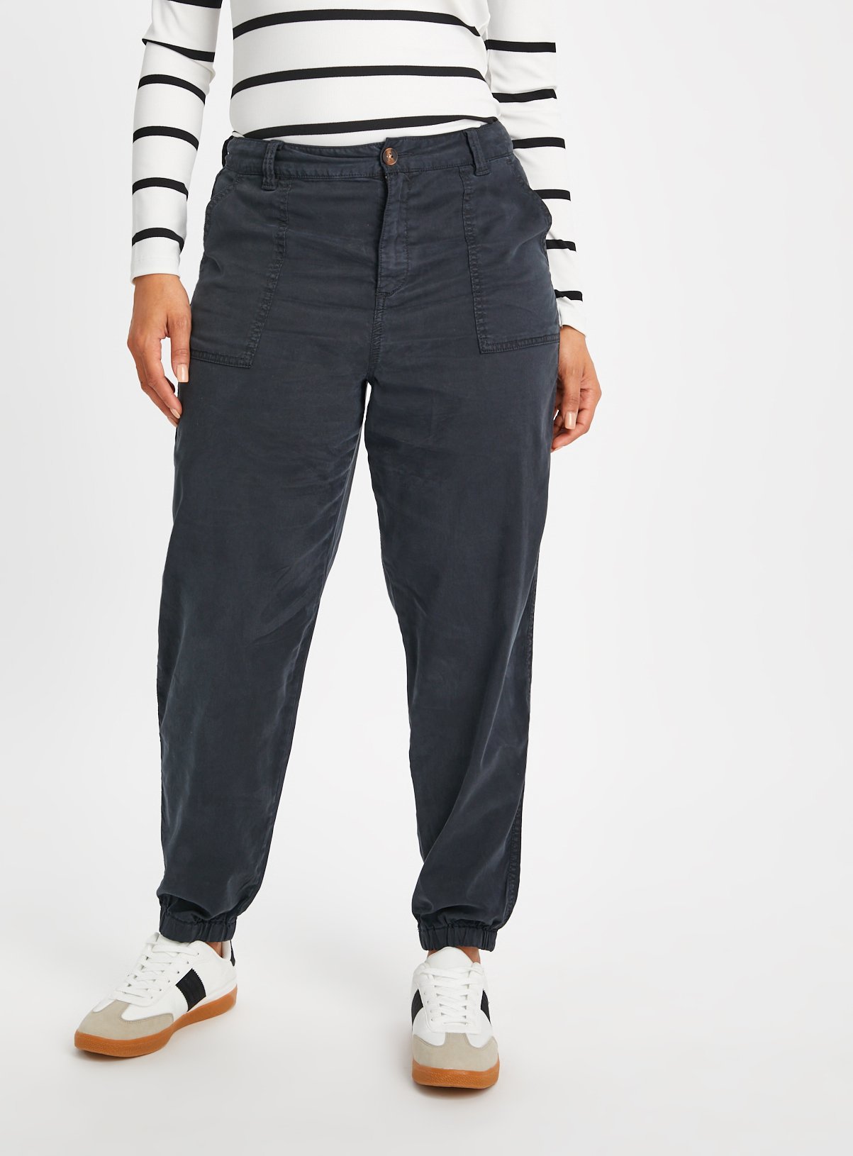 Black Tea Dye Tapered Leg Trousers 20S - Image 1 thumbnail