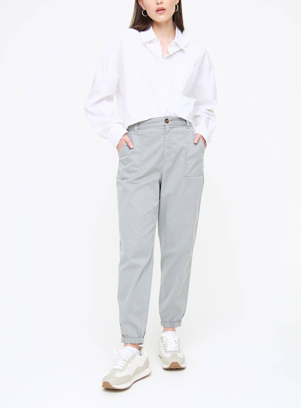 Grey Tea Dye Tapered Leg Trousers 12R - Image 1