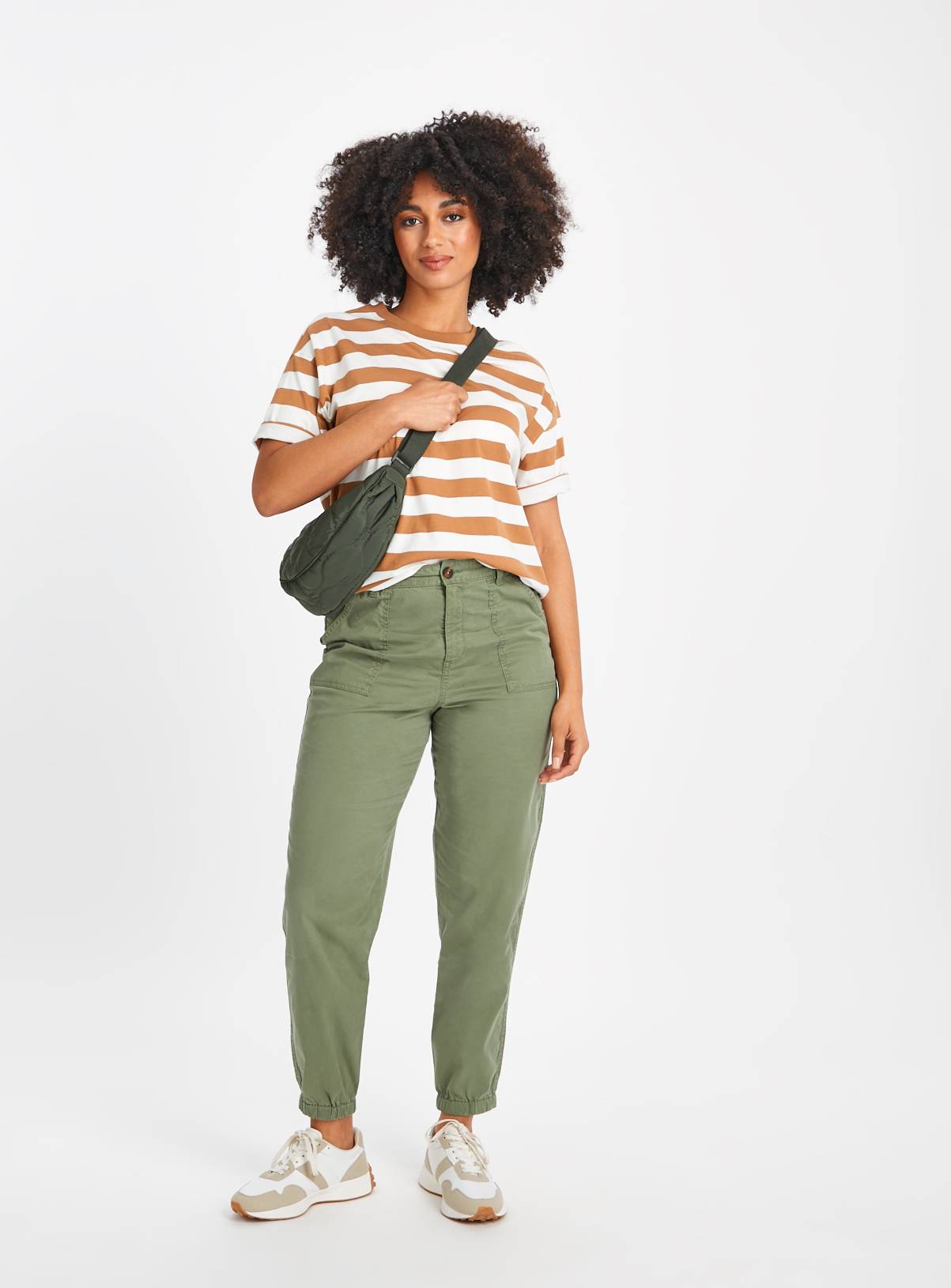 Khaki Tea Dye Tapered Leg Trousers  16S - Image 2