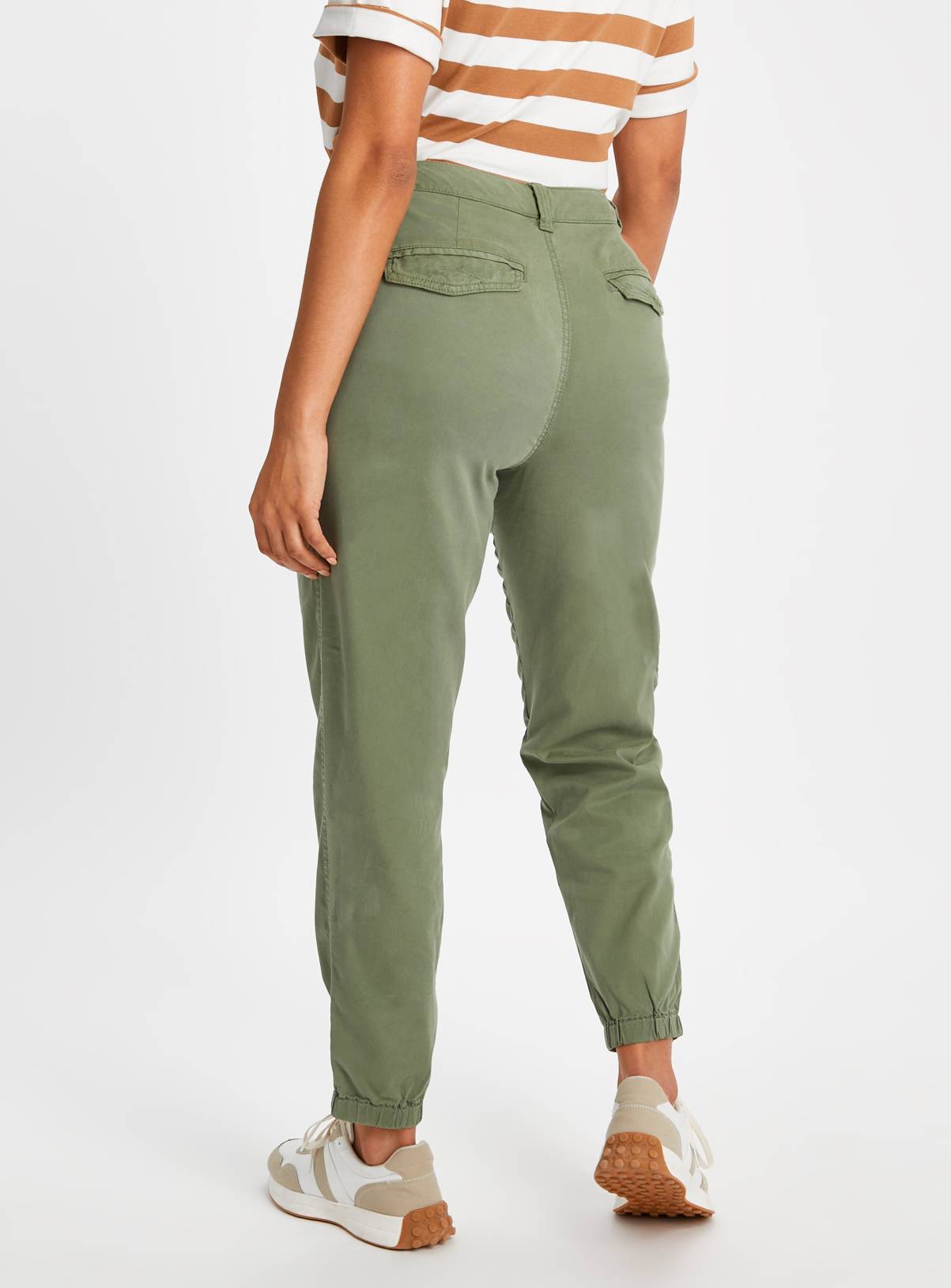 Khaki Tea Dye Tapered Leg Trousers  16S - Image 3